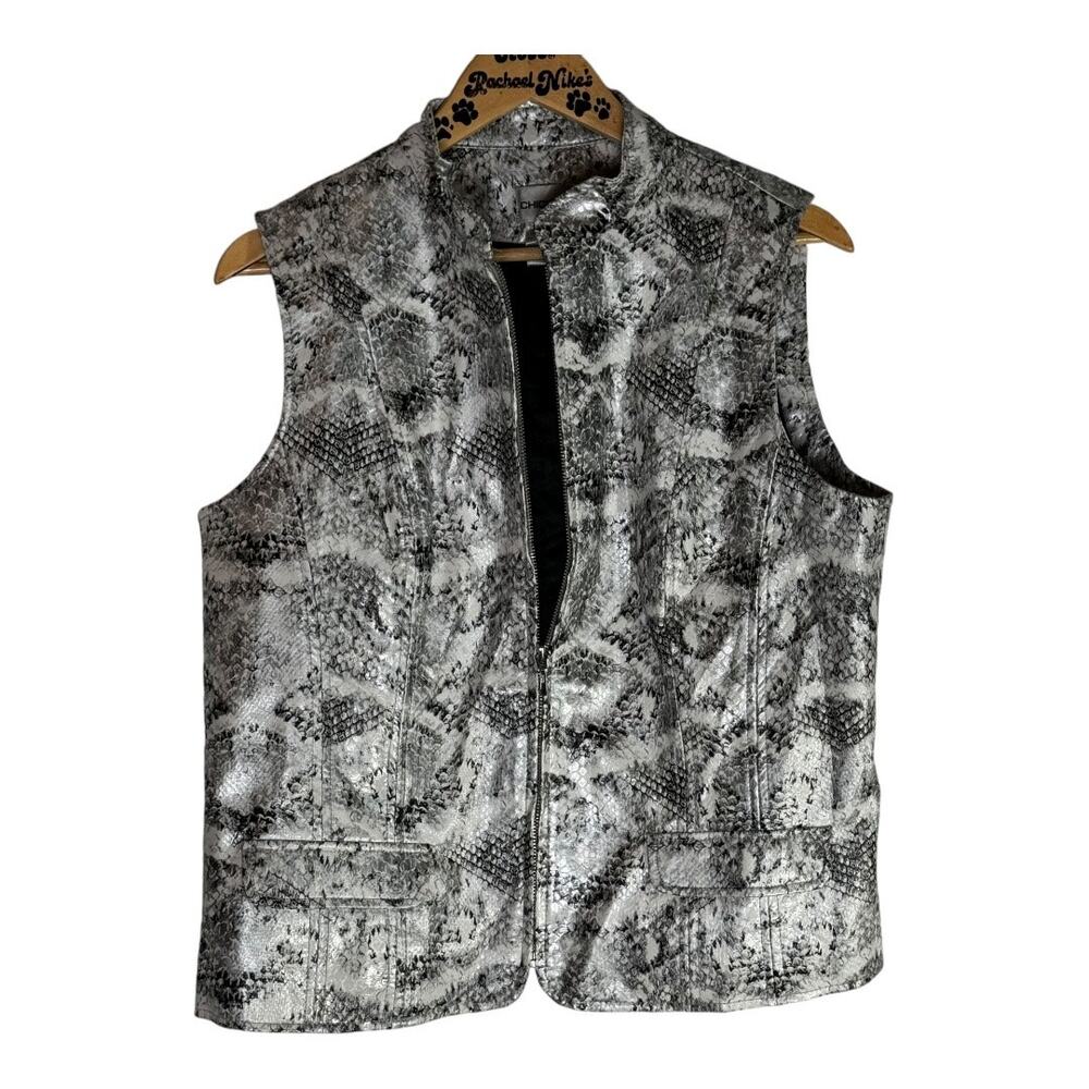 Chico's Women's Sleeveless Faux Snake Print Vest Coat Size 2 XL